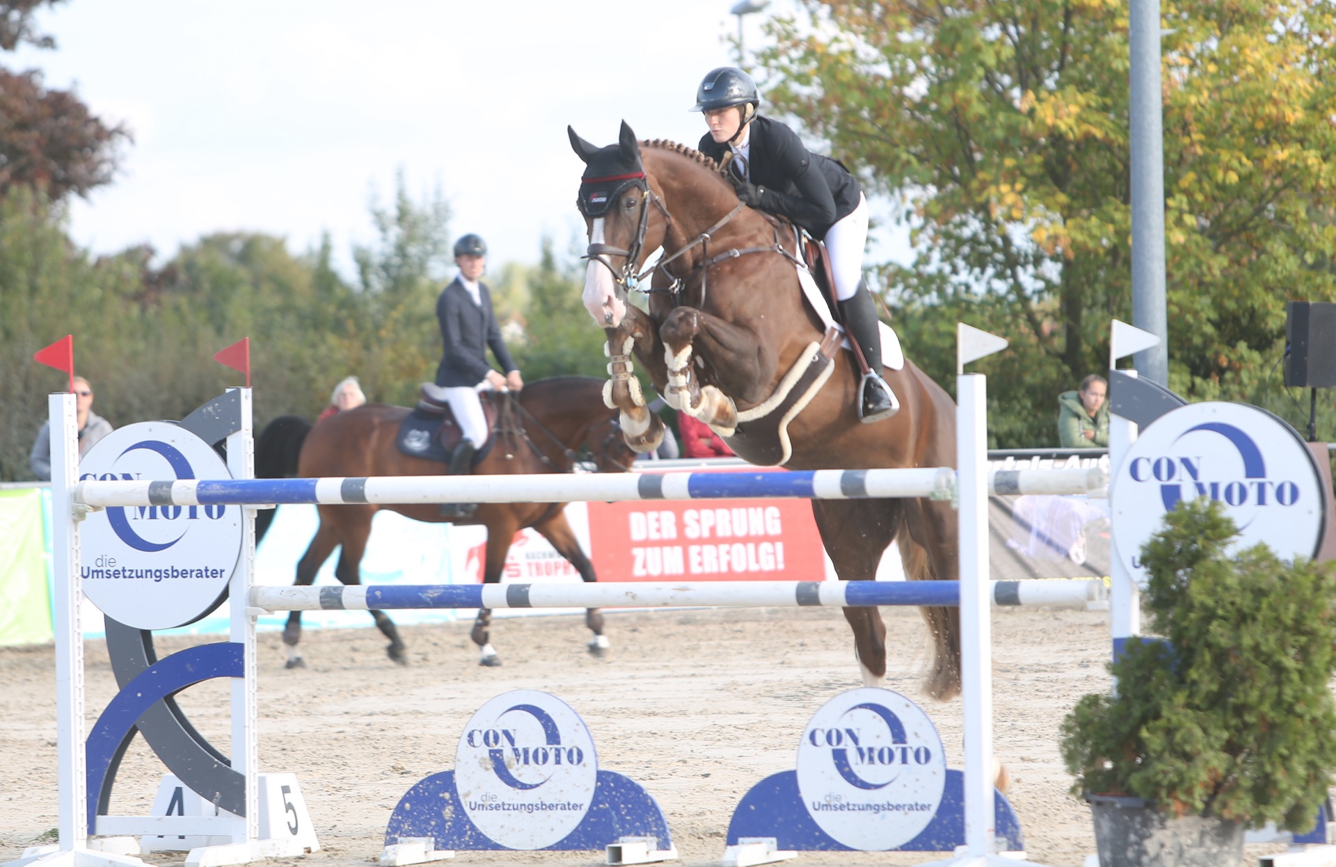 Derbysiegerin Cassandra Orschel war die erfolgreichste Reiterin der ConMoto Jumping Days. Foto: Der Kleine Georg.